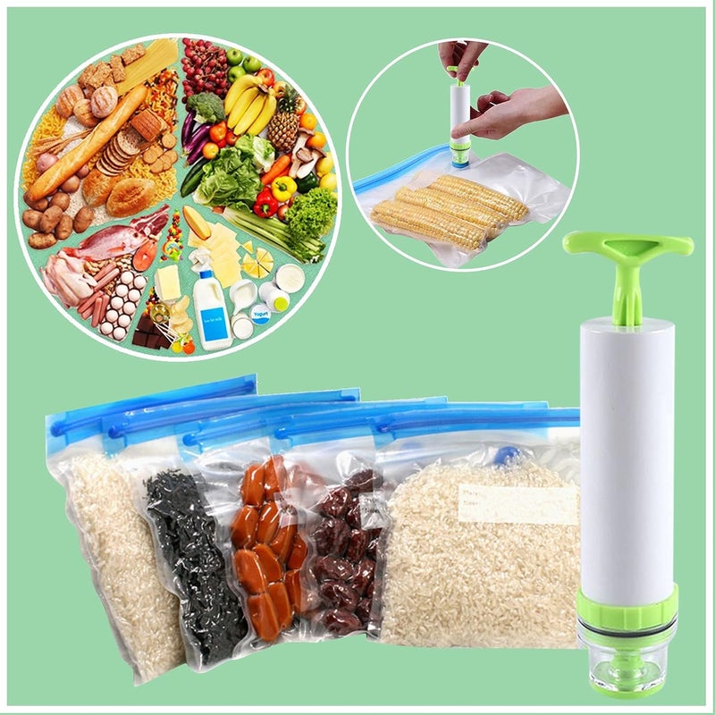 woobles Sous Vide Bags, 3Pcs Reusable Vacuum Food Sealer Bags 4 Sizes Vacuum Zipper Food Storage Preservation Kit for Food Storage and Sous Vide Cooking (Vacuum Hand Pump) - Image 1